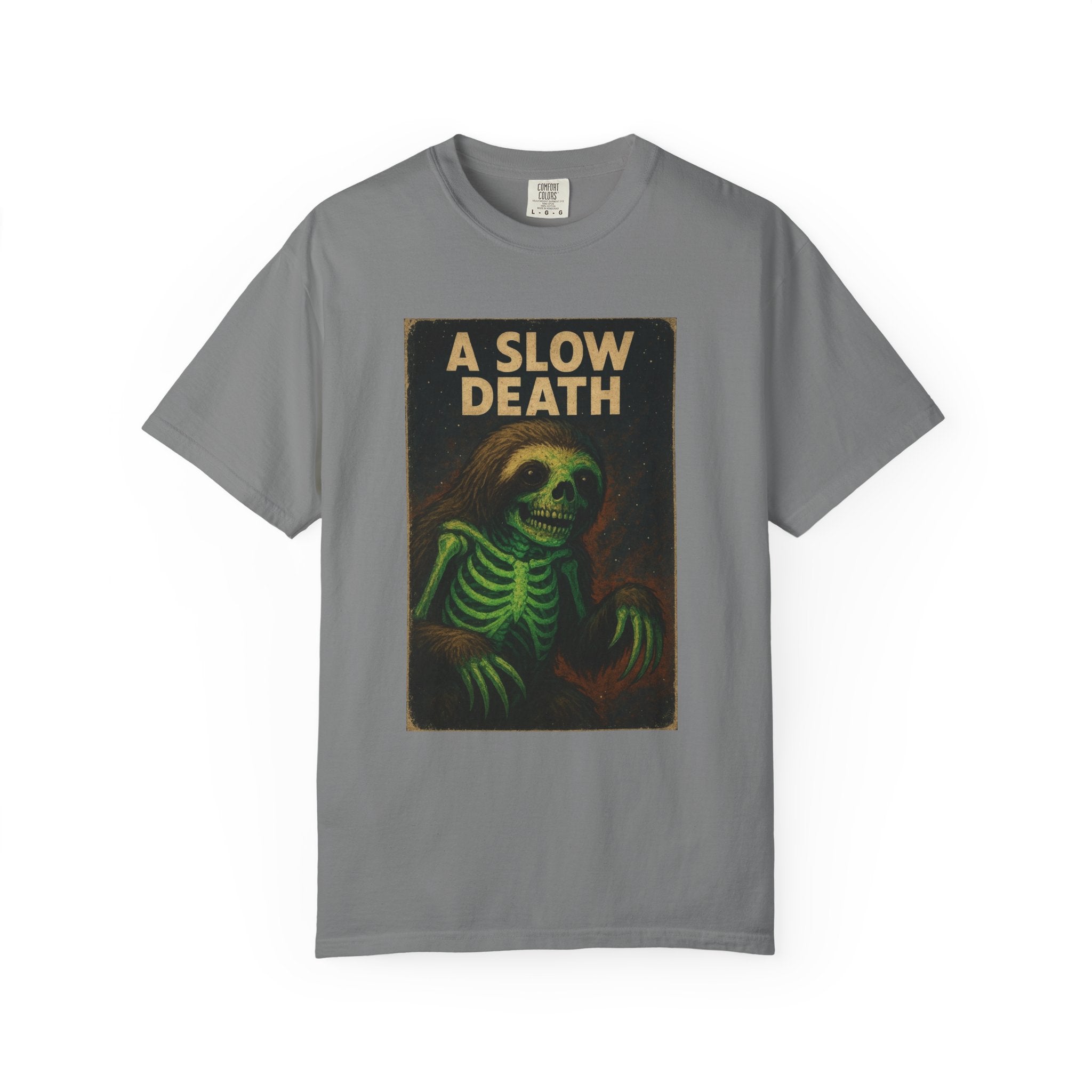 A Slow Death – Skeleton Sloth Gothic Horror Tee for the Existentially Exhausted