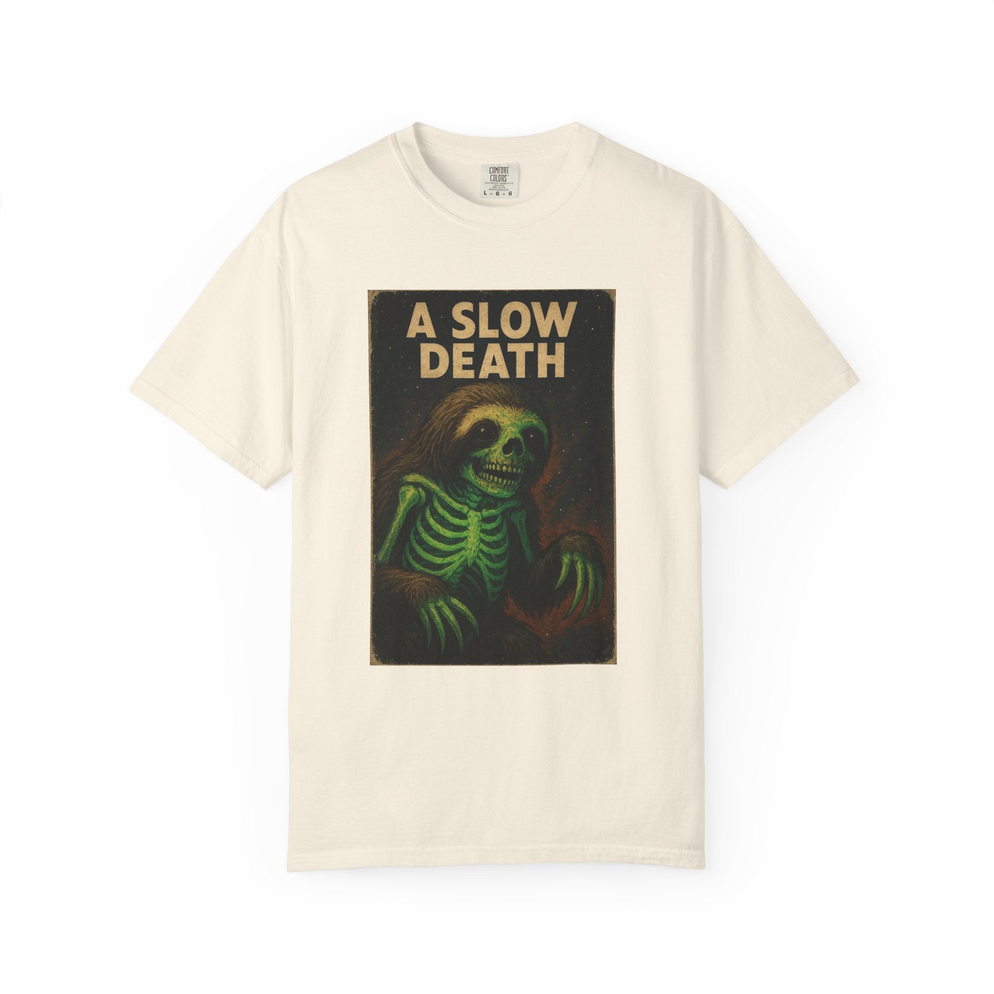 A Slow Death – Skeleton Sloth Gothic Horror Tee for the Existentially Exhausted