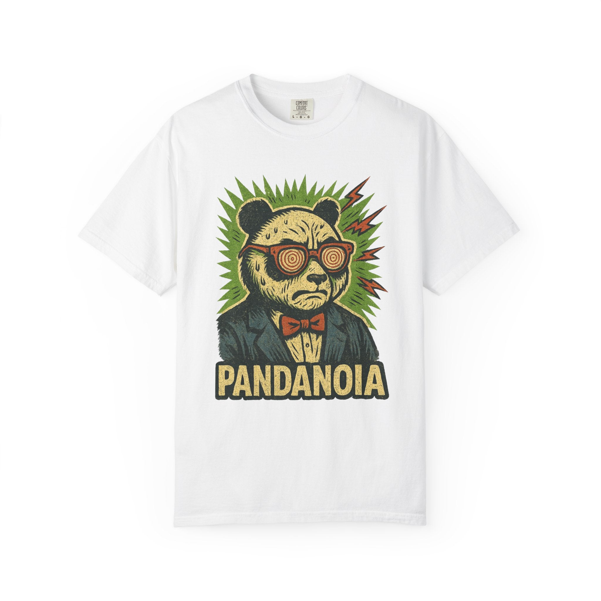 “Pandanoia” T-Shirt – Trippy Paranoid Panda Graphic Tee with Retro Psychedelic Style
