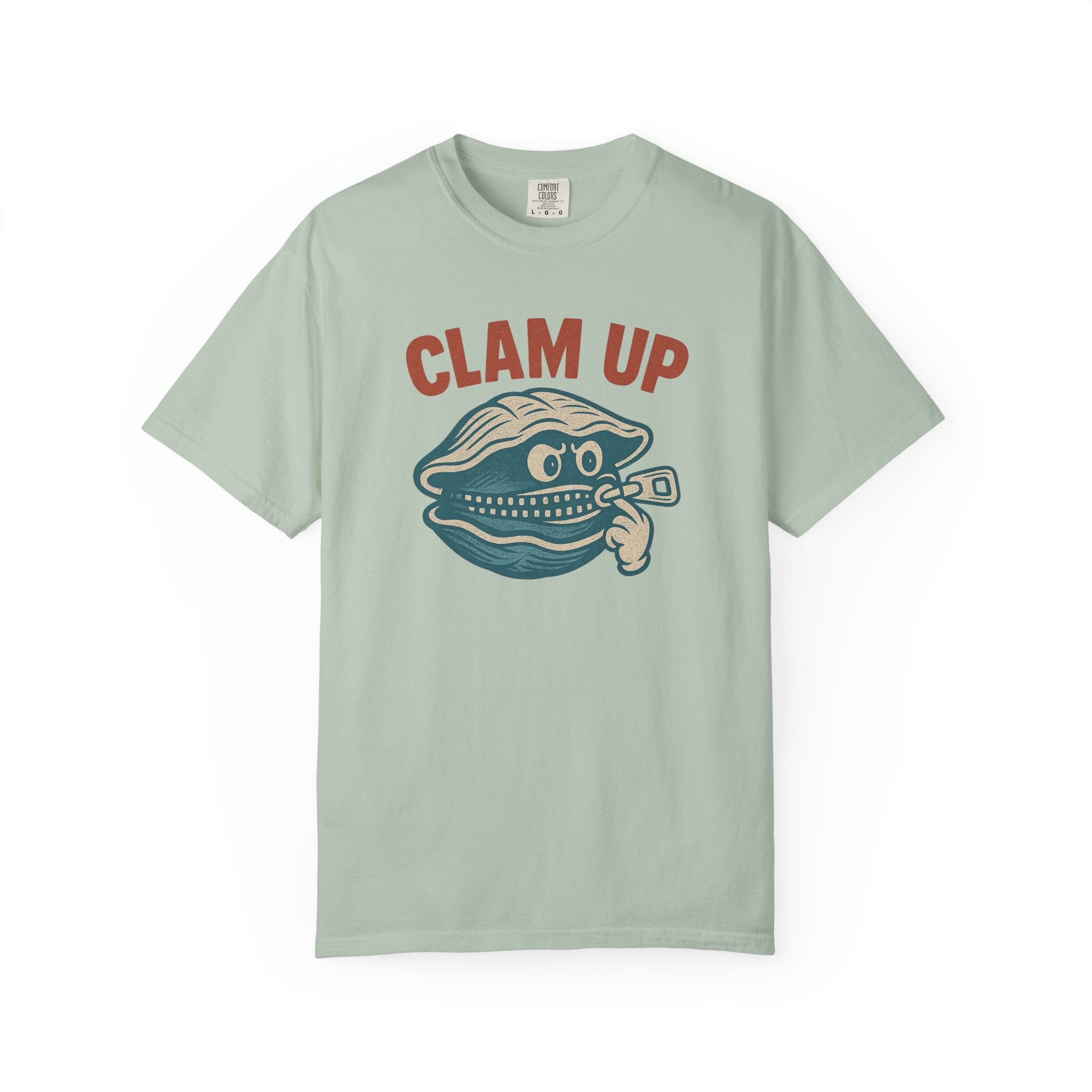 Clam Up Vintage Shell T-Shirt – Retro Sarcastic Zipper Mouth Tee
