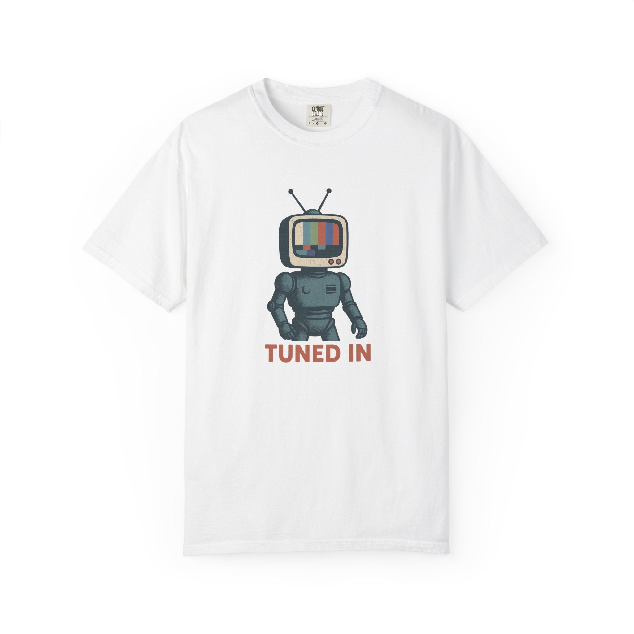 Tuned In Retro Robot TV Head T-Shirt – Vintage Broadcast Anxiety Tee