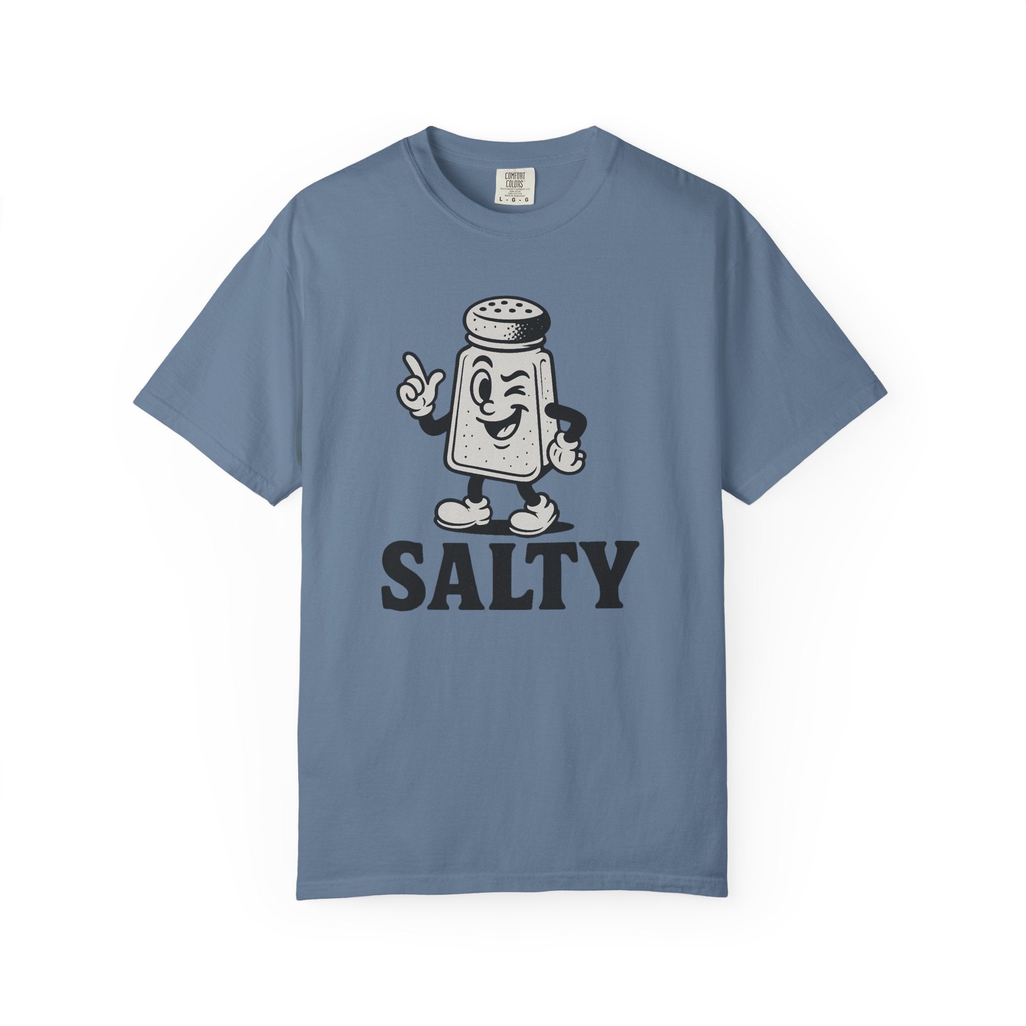 “Salty” T-Shirt – Retro Cartoon Salt Shaker Tee with Cranky Attitude and Classic Style