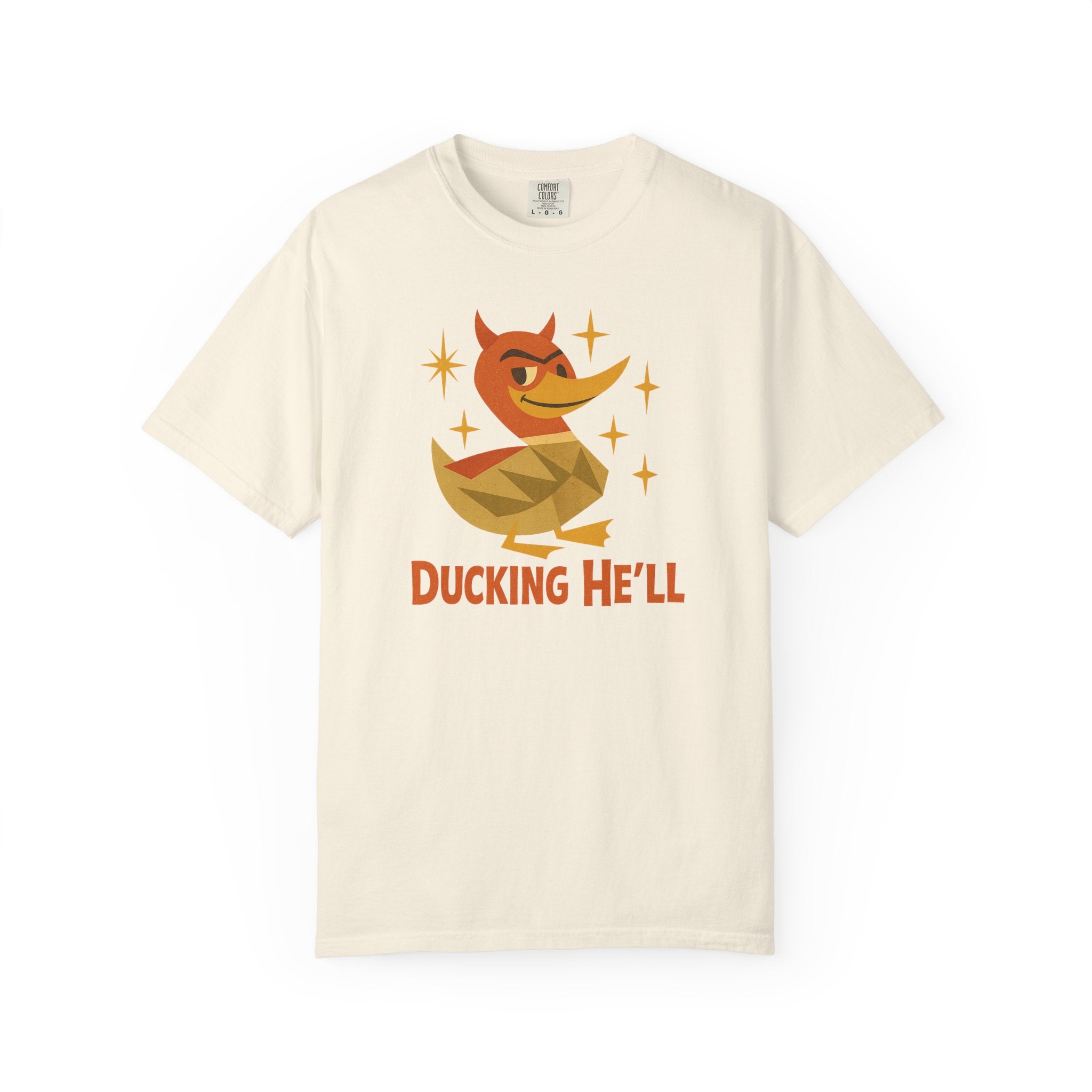 “Ducking He’ll” T-Shirt – Funny Autocorrect Joke Tee with Retro Devil Duck Design