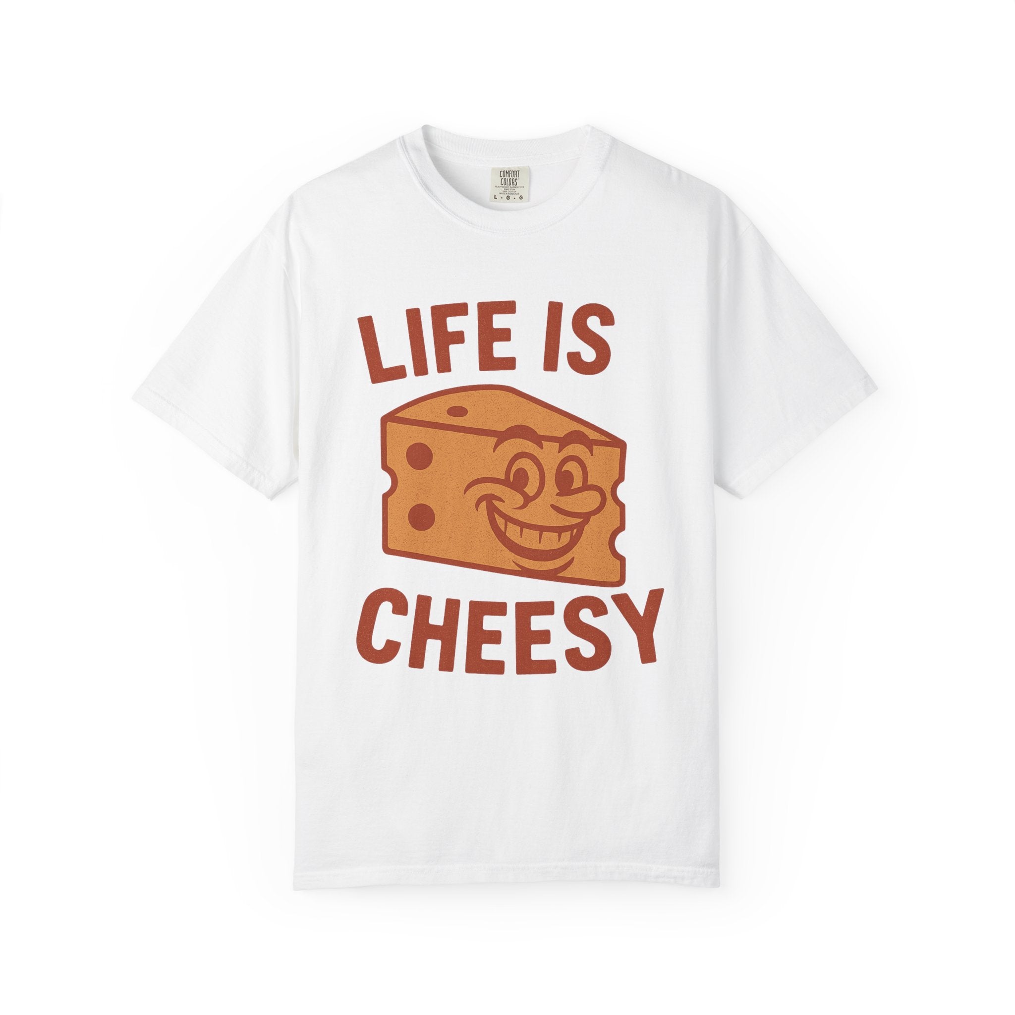 “Life Is Cheesy” T-Shirt – Funny Retro Cheese Graphic Tee with Vintage Cartoon Style