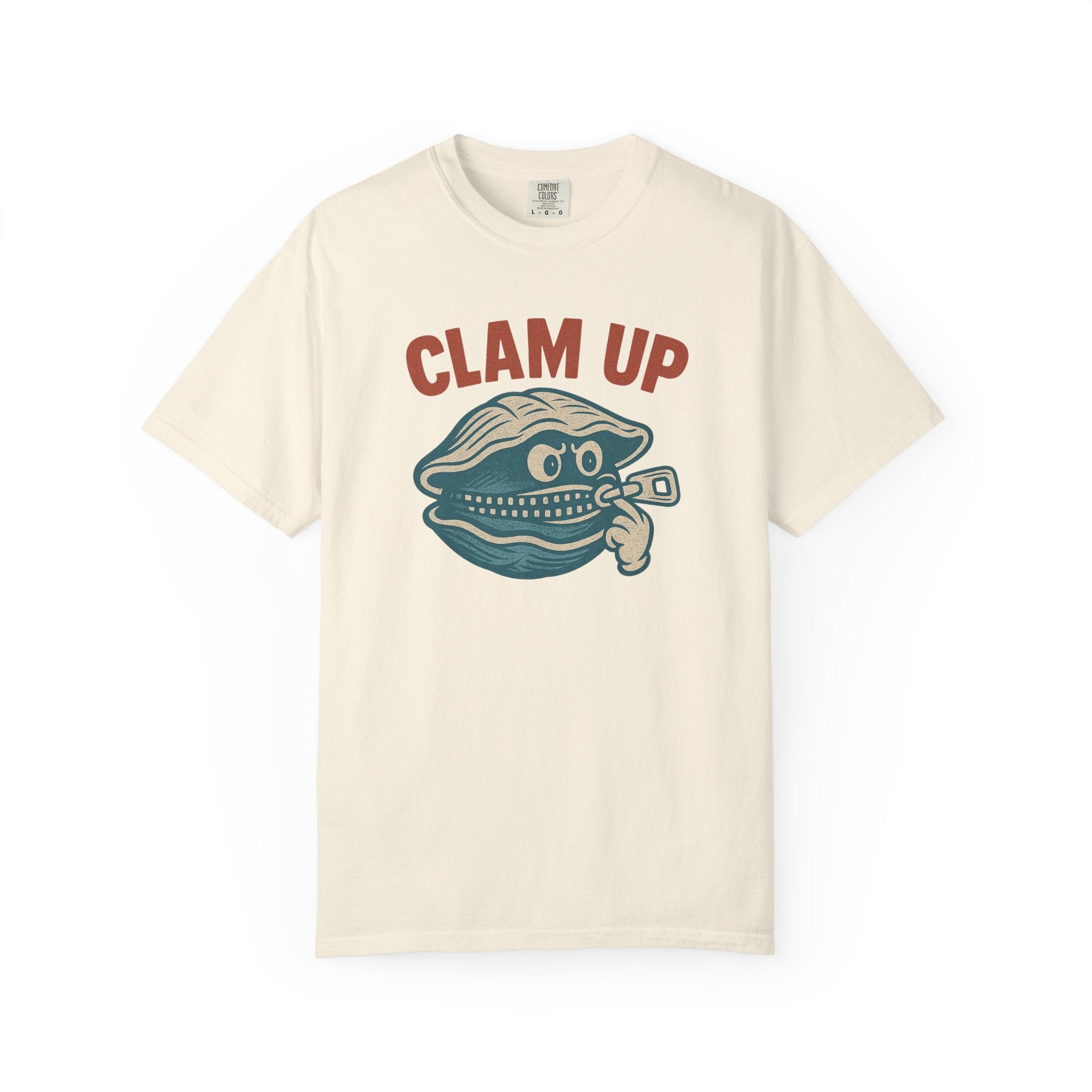 Clam Up Vintage Shell T-Shirt – Retro Sarcastic Zipper Mouth Tee