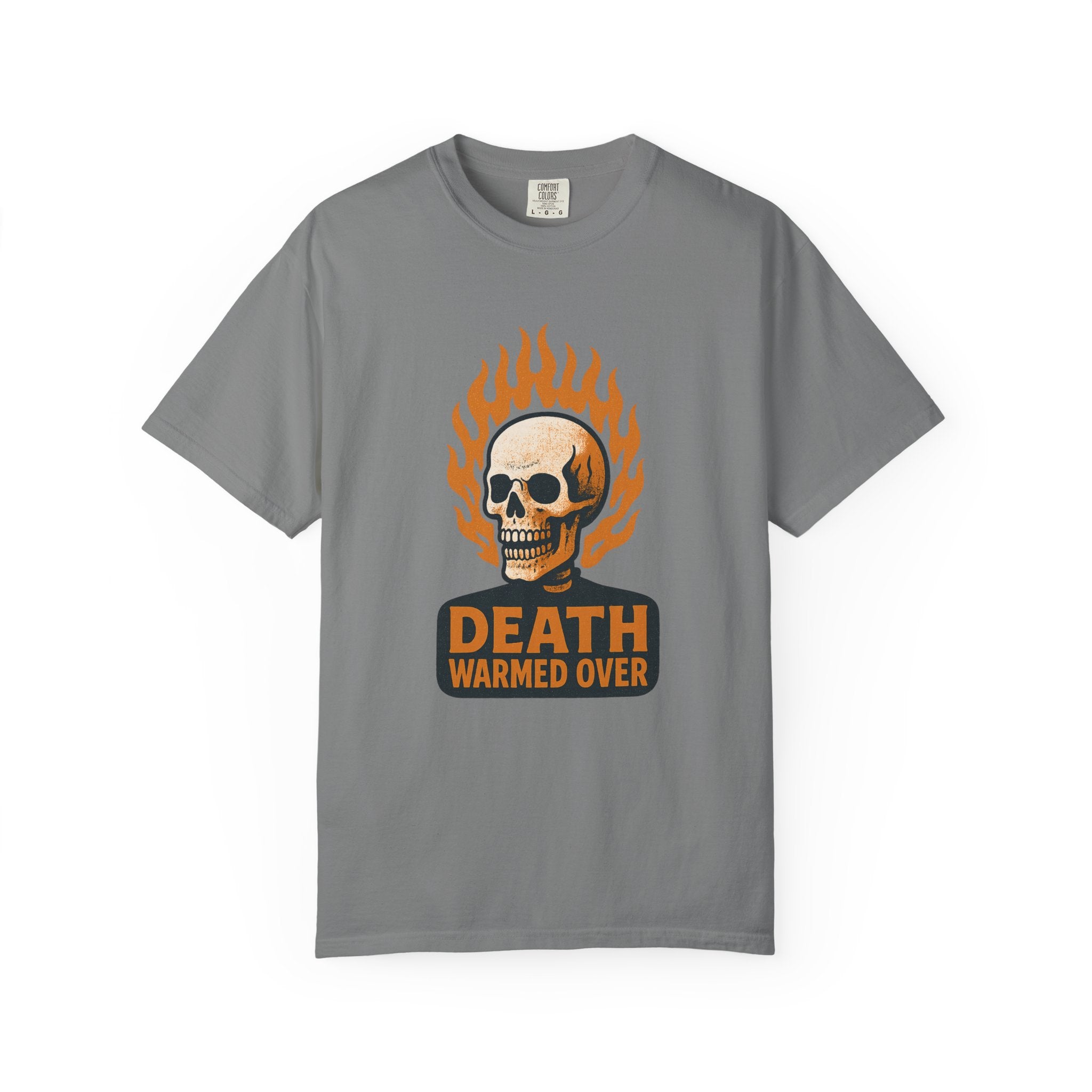 Death Warmed Over T-Shirt – Vintage Skeleton Humor for the Undead Inside