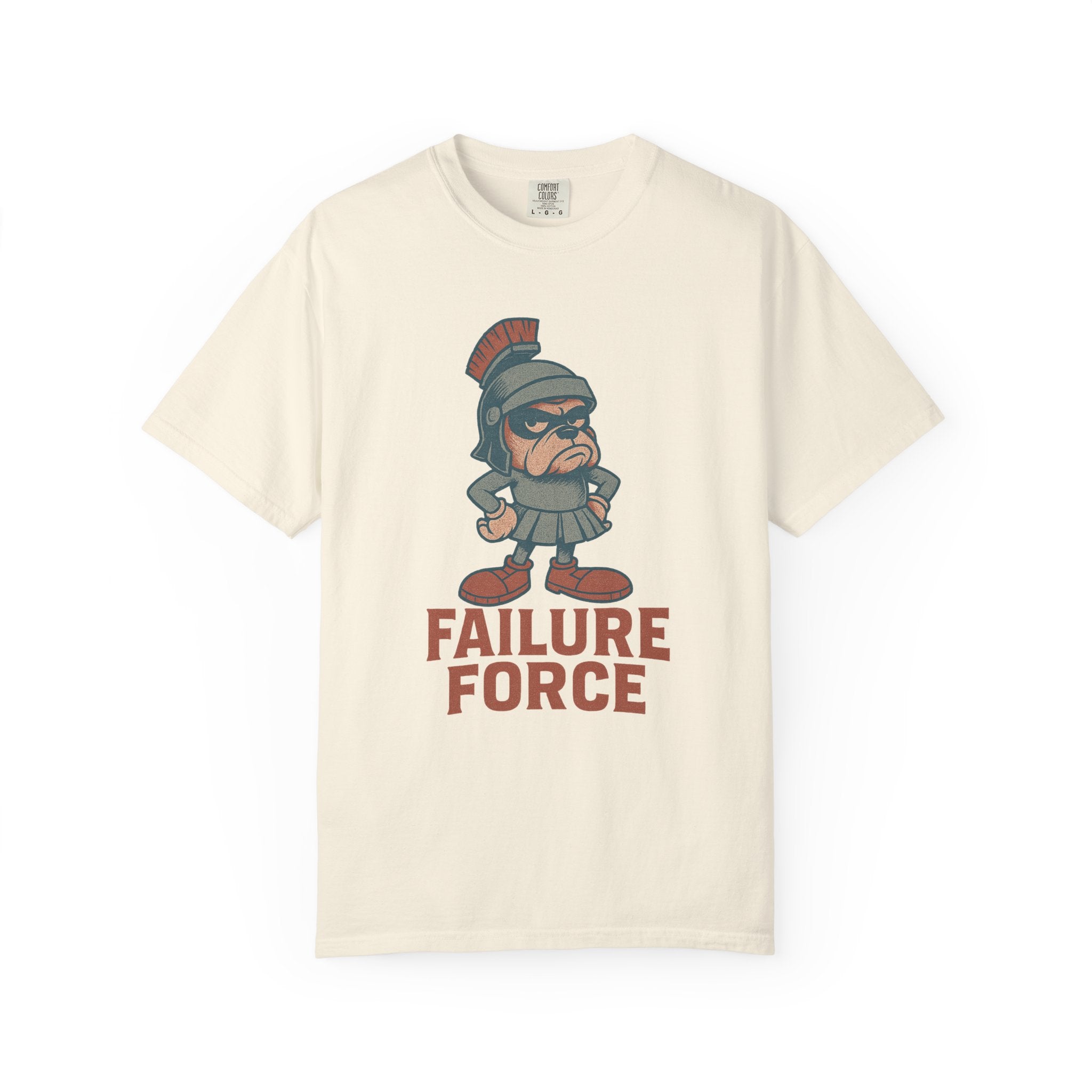 “Failure Force” Roman Bulldog T-Shirt – Grumpy Mascot with Galactic Gladiator Swagger