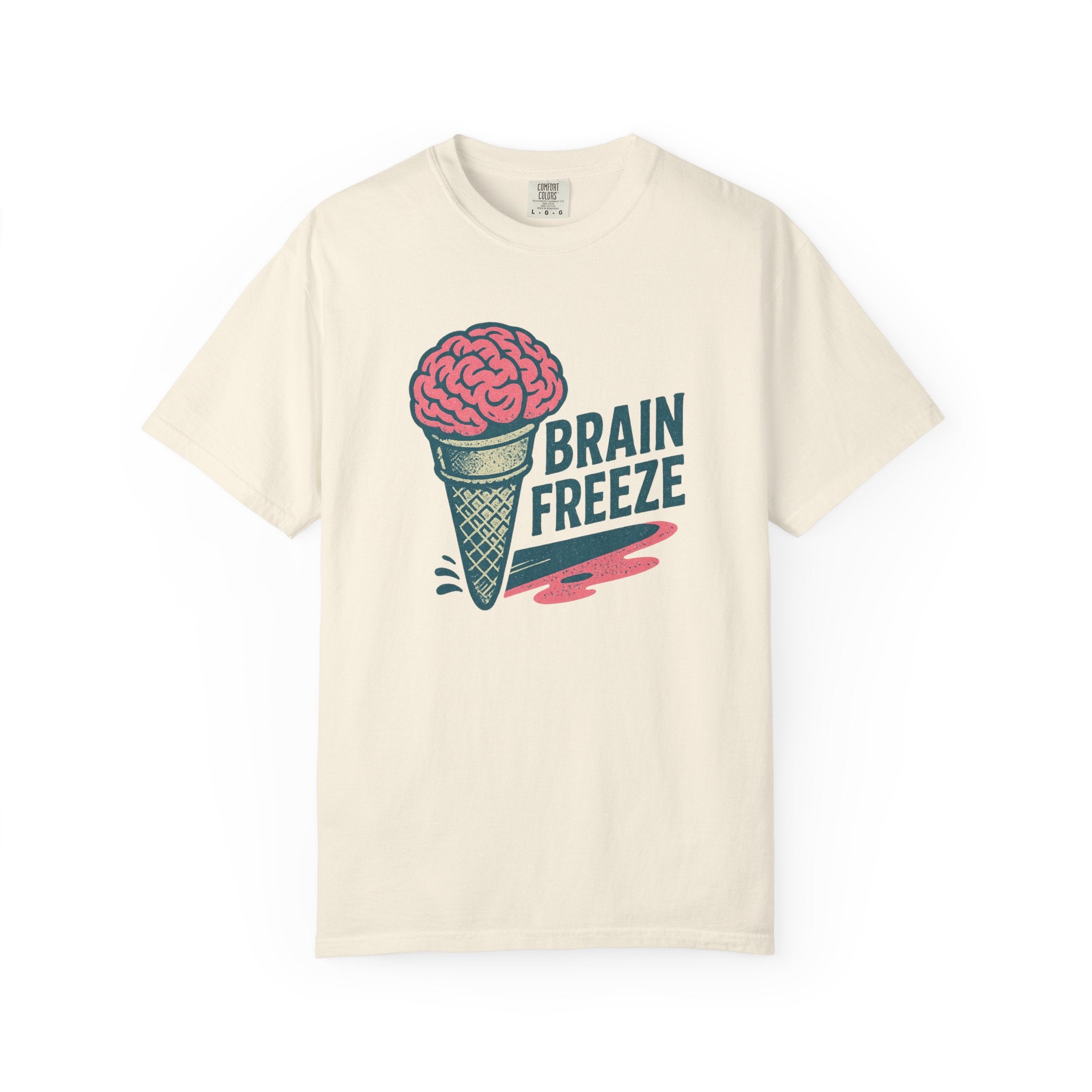 “BRAIN FREEZE” Ice Cream Cone T-Shirt – Retro Pun Shirt for Smart Snackers and Cold-Headed Thinkers