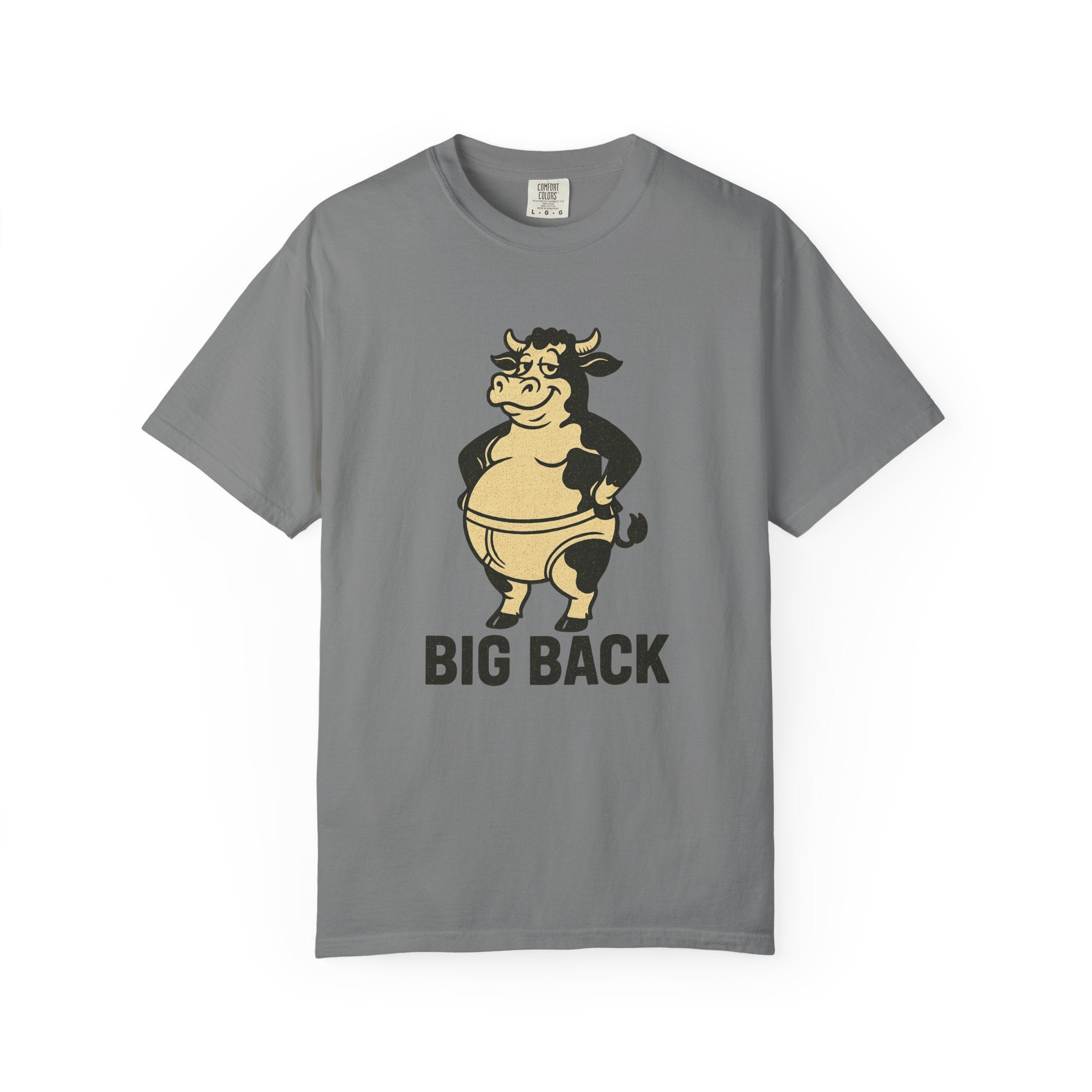 “BIG BACK” Cow T-Shirt – Chunky Farmyard Confidence in Vintage Cartoon Style