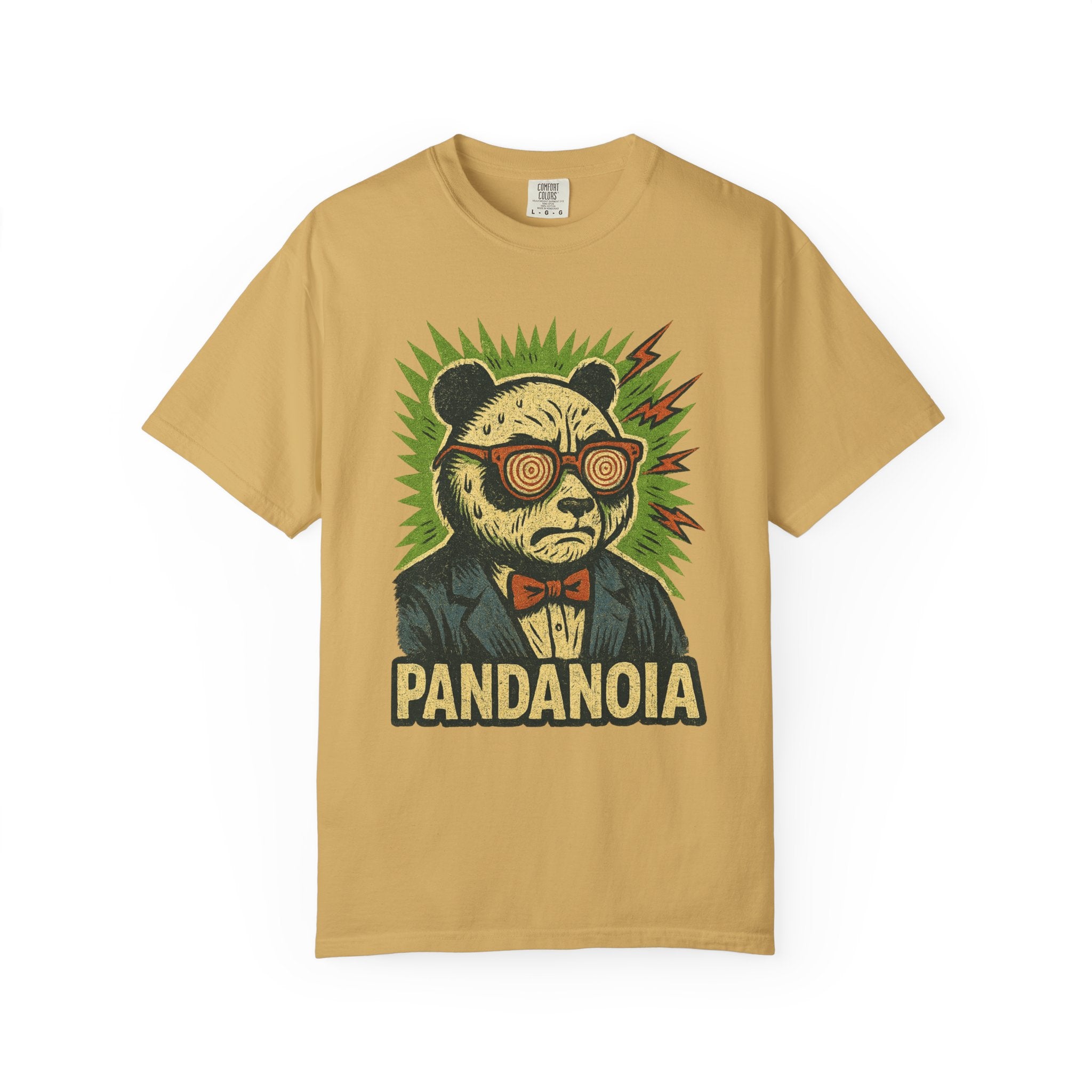“Pandanoia” T-Shirt – Trippy Paranoid Panda Graphic Tee with Retro Psychedelic Style
