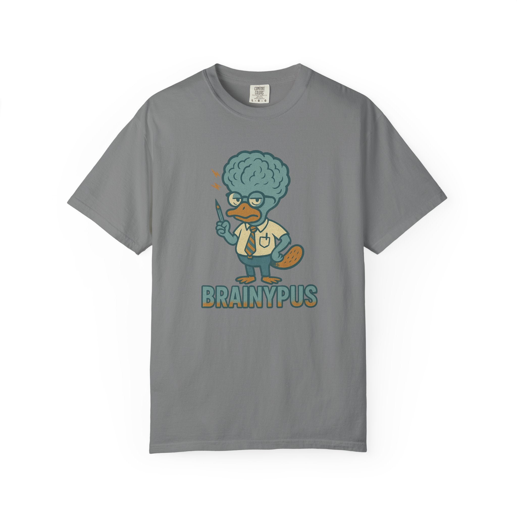 Brainypus T-Shirt – Nerdy Platypus Pun Shirt for the Overthinkers and Underachievers