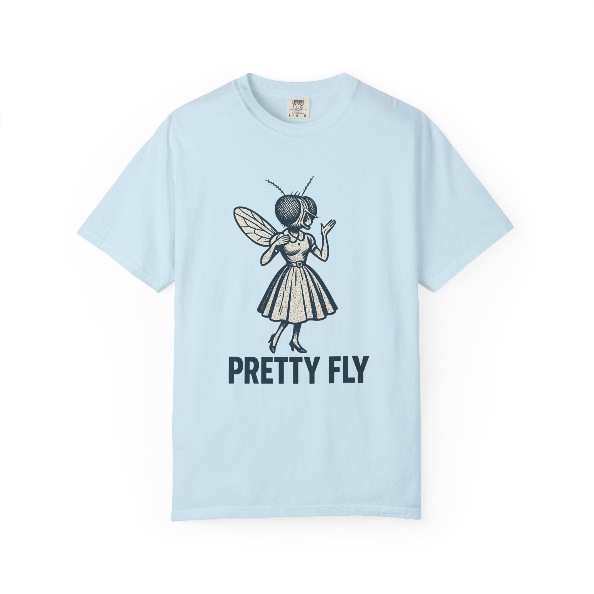 Pretty Fly Funny Insect Pun T-Shirt – Retro Vintage Housefly Lady Graphic Tee for Bug Lovers, Weird Humor Fans, and Pun Enthusiasts