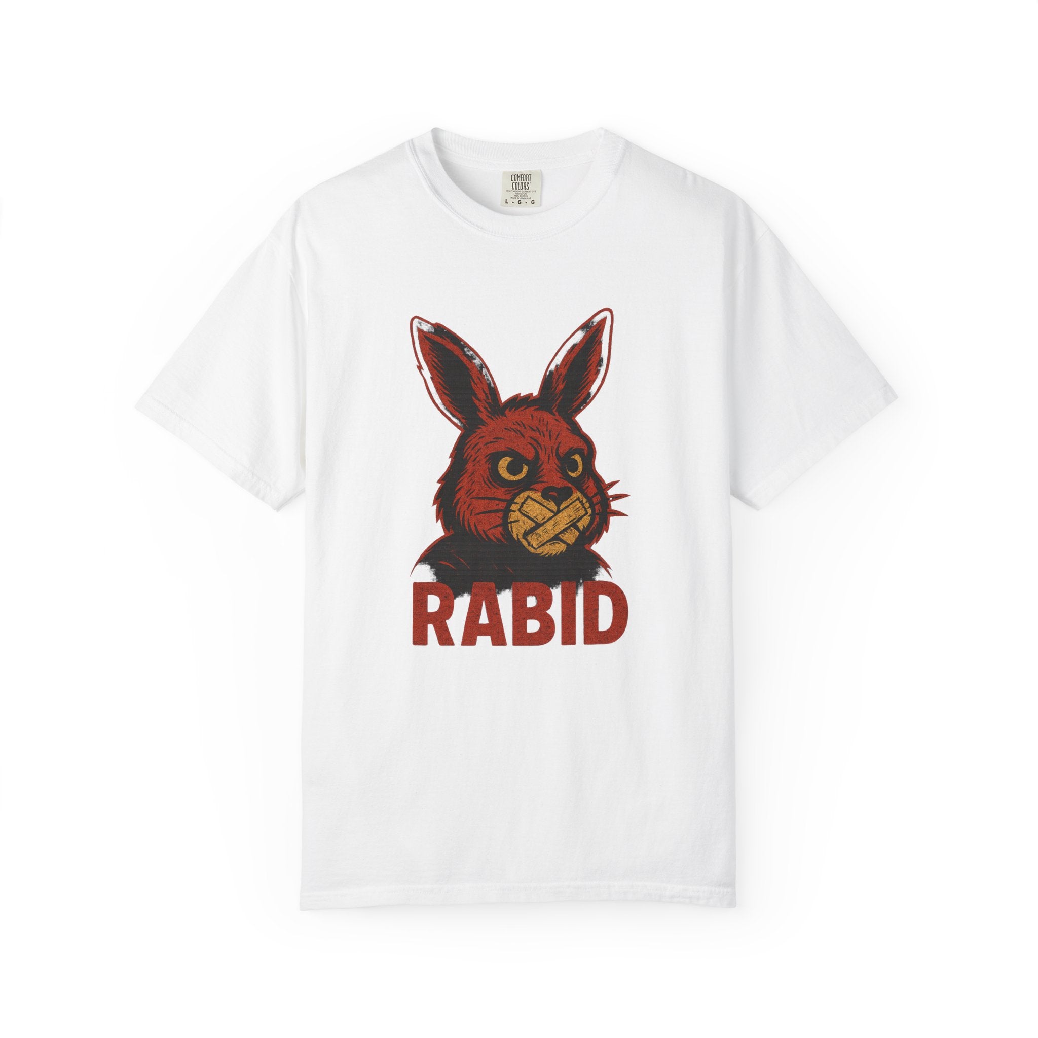 Rabid Bunny Muzzle Tee – Unhinged Cartoon Animal Shirt with Dark Retro Vibes