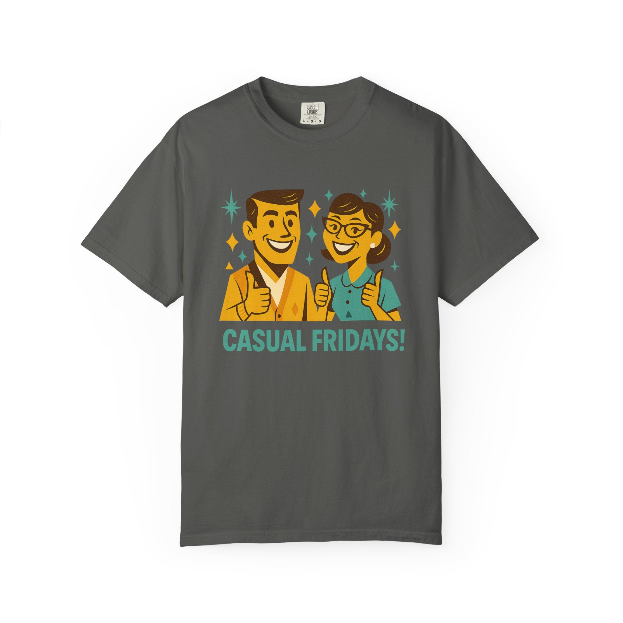 “Casual Fridays!” T-Shirt – Dark Office Humor Tee with Retro Corporate Design