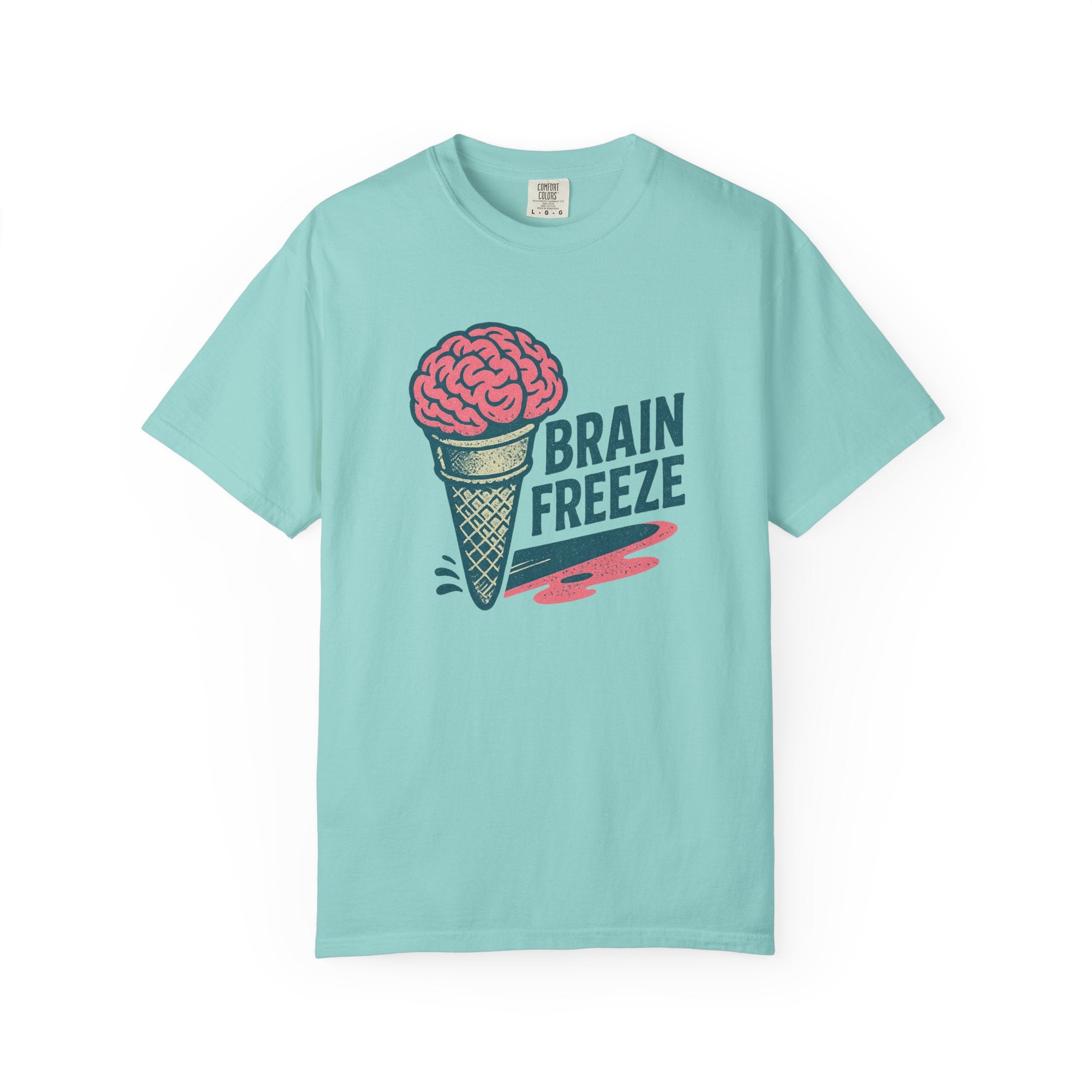 “BRAIN FREEZE” Ice Cream Cone T-Shirt – Retro Pun Shirt for Smart Snackers and Cold-Headed Thinkers