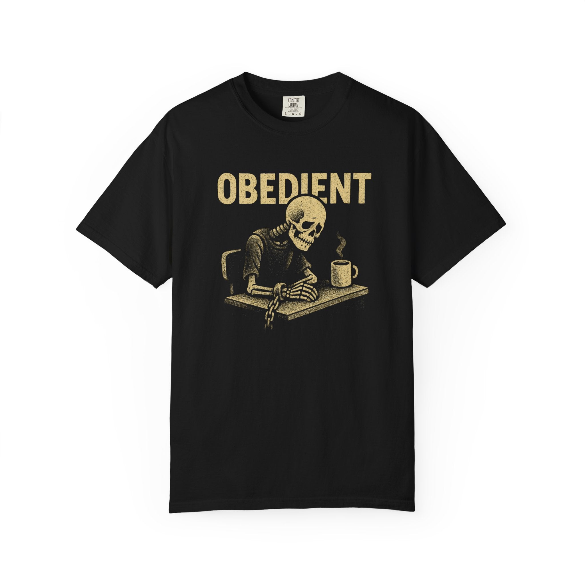 Obedient Skeleton Office Drone T-Shirt – Dead Inside with a Side of Compliance