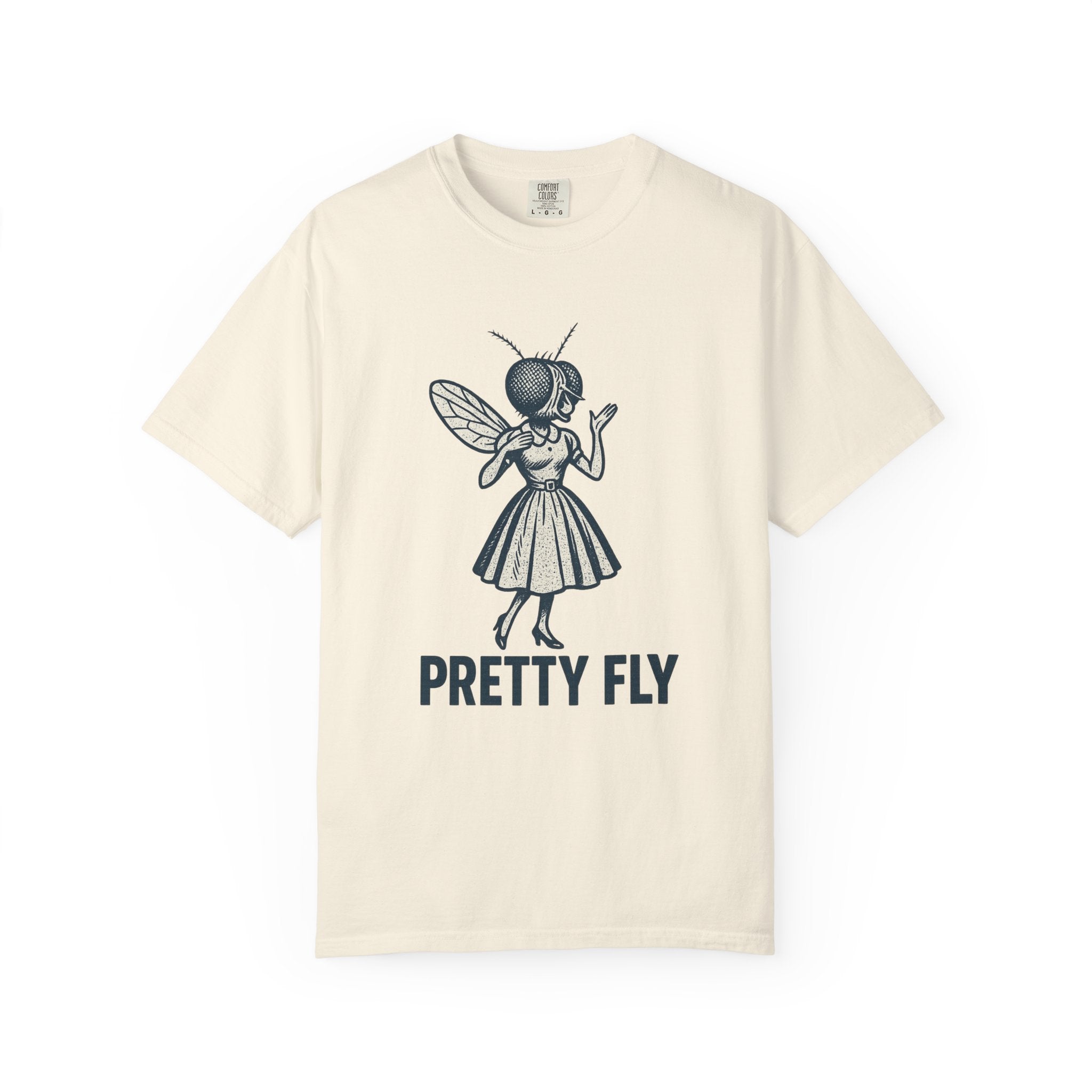 Pretty Fly Funny Insect Pun T-Shirt – Retro Vintage Housefly Lady Graphic Tee for Bug Lovers, Weird Humor Fans, and Pun Enthusiasts