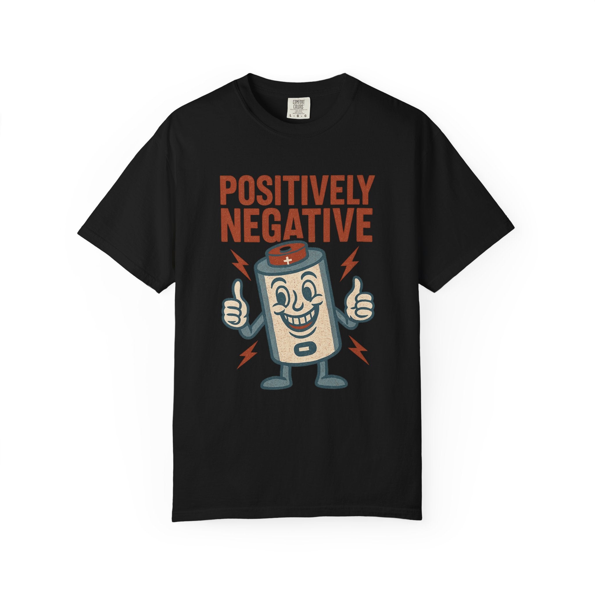 Positively Negative Battery Shirt – Retro Cartoon Power Drain Tee