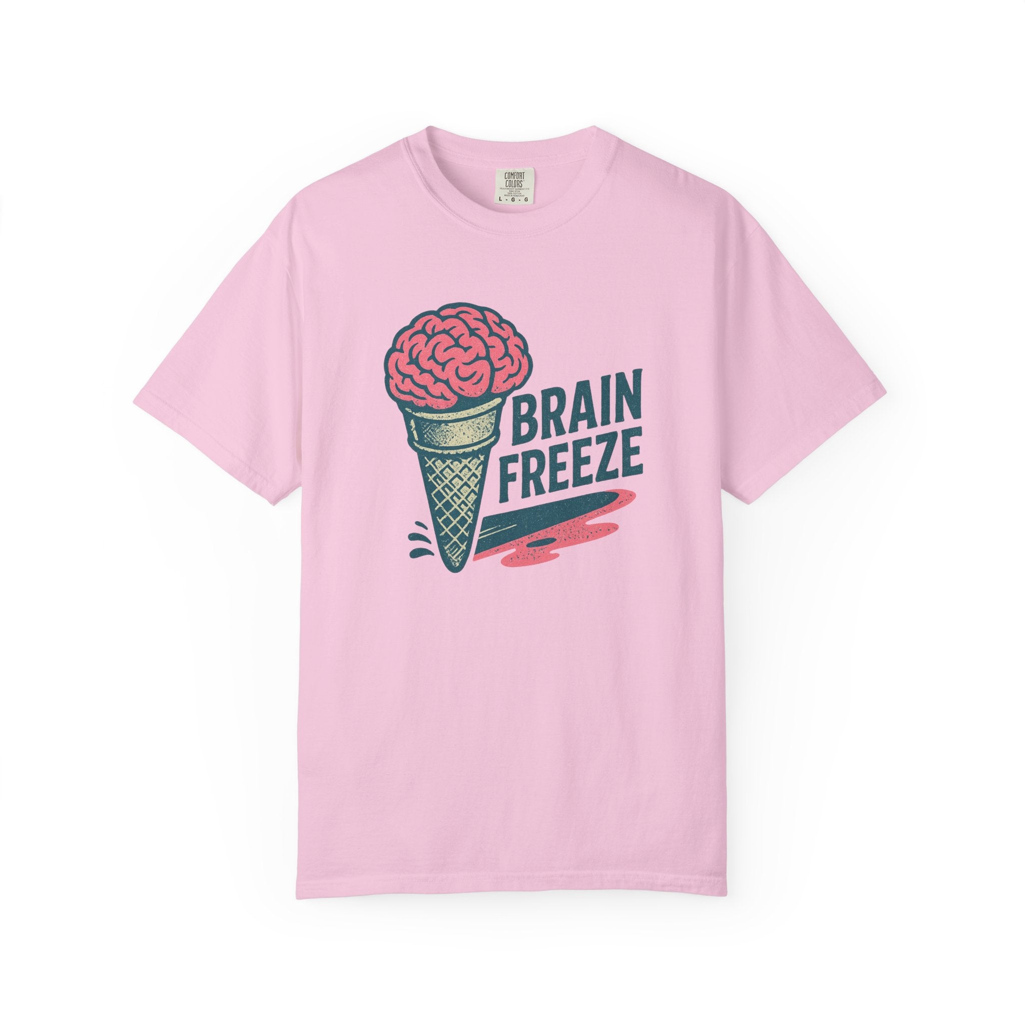 “BRAIN FREEZE” Ice Cream Cone T-Shirt – Retro Pun Shirt for Smart Snackers and Cold-Headed Thinkers