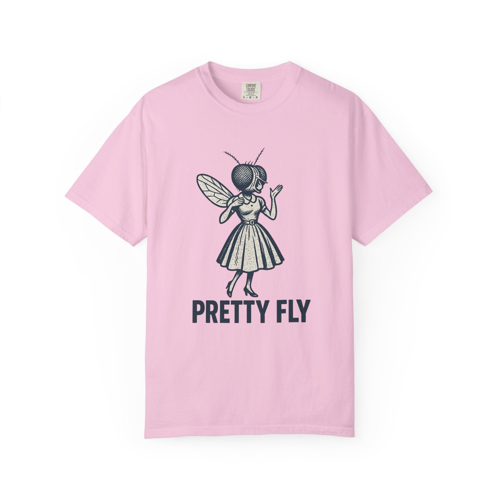 Pretty Fly Funny Insect Pun T-Shirt – Retro Vintage Housefly Lady Graphic Tee for Bug Lovers, Weird Humor Fans, and Pun Enthusiasts