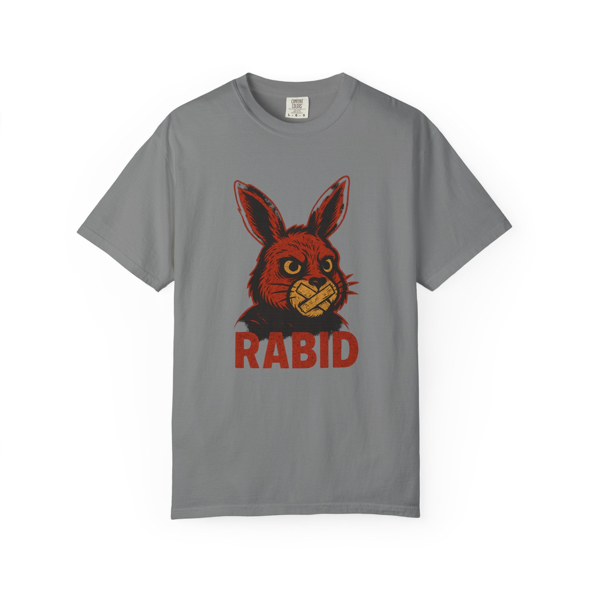 Rabid Bunny Muzzle Tee – Unhinged Cartoon Animal Shirt with Dark Retro Vibes