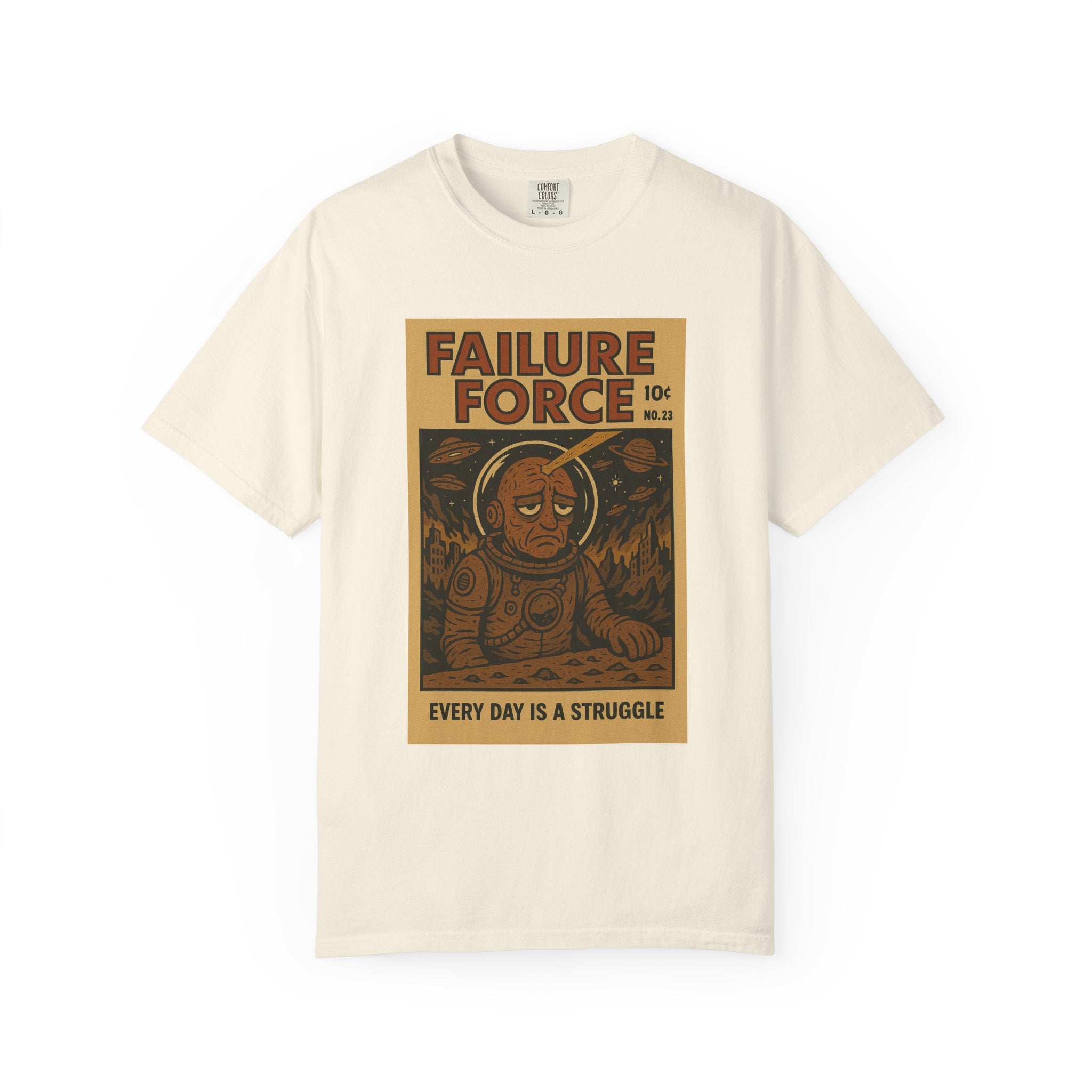 Every Day Is a Struggle – Retro Astronaut Sadness Comic Tee